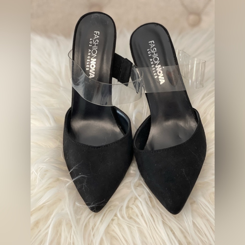 Black Clear Strap Pumps